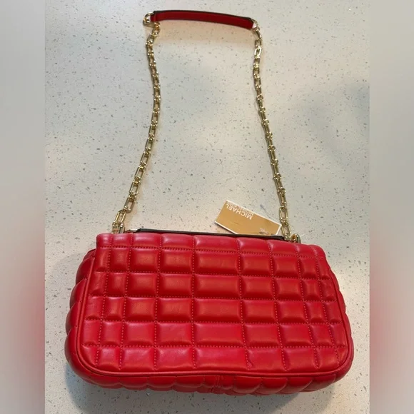 Michael Kors Red Quilted Crossbody Bag - Picture 9 of 11